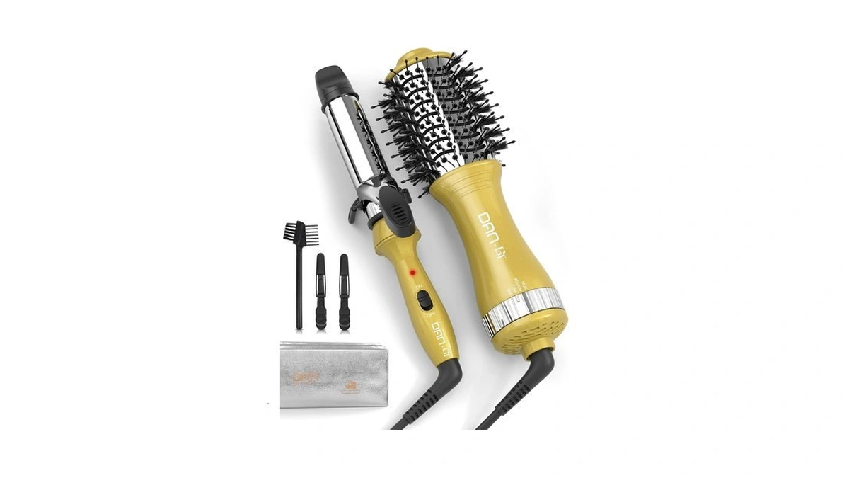 Dan Technology Hair Dryer Brush & Mini Curling Wand Set