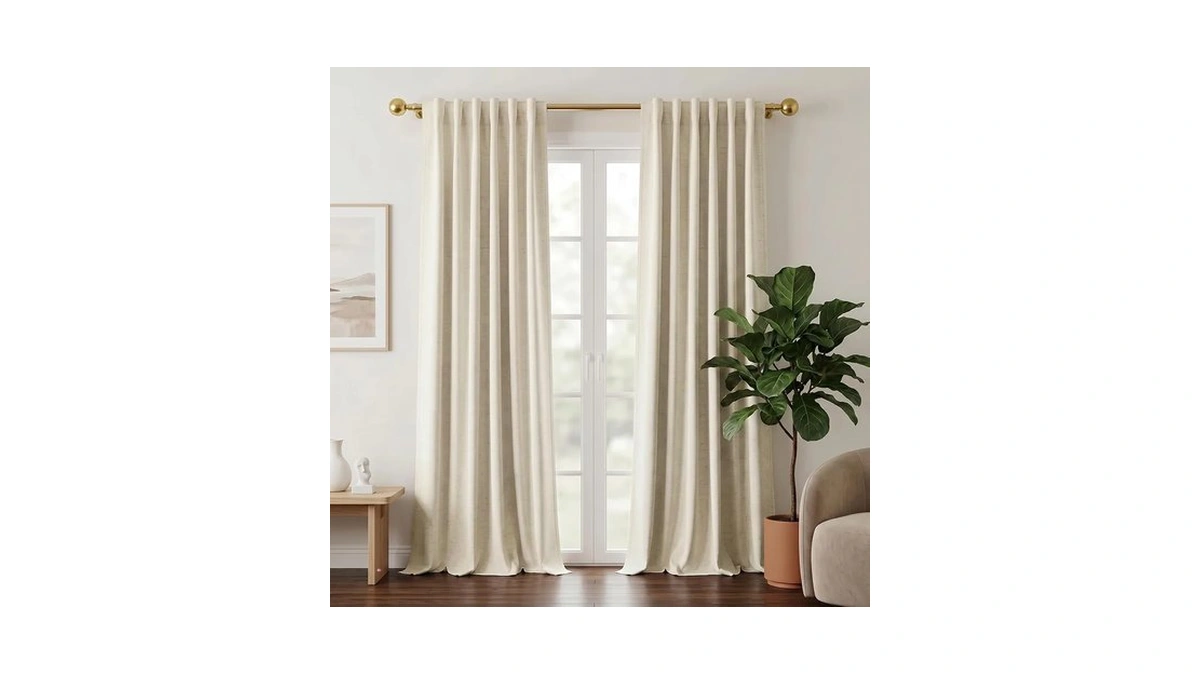 Hampmanwinct Warm Linen Blackout Curtains 84 Inches Long For Bedroom