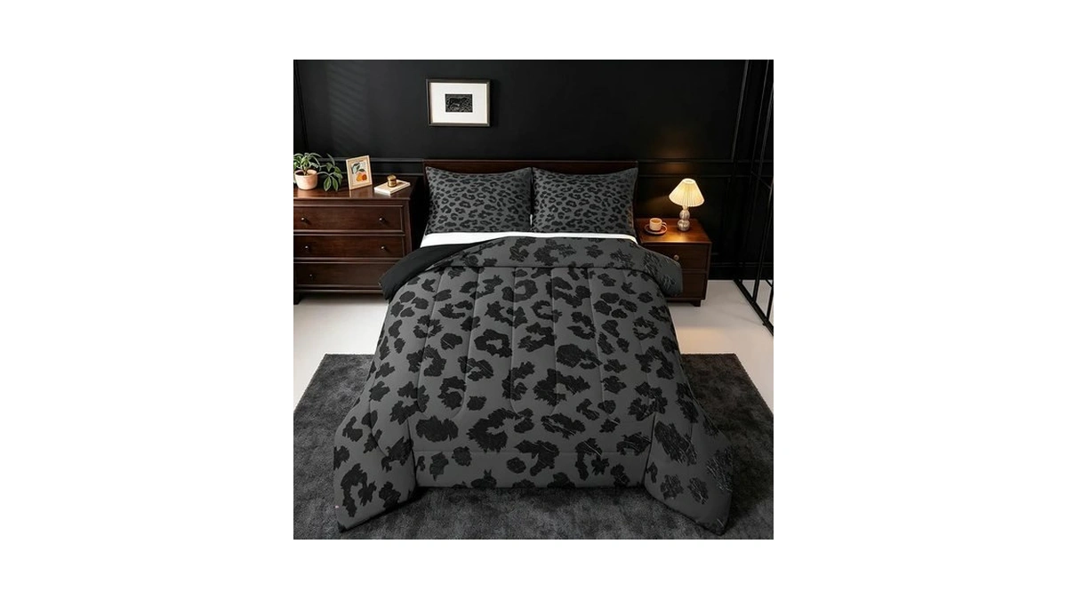 Feelyou Leopard Print Comforter Set Twin Size Wild Animal Skin