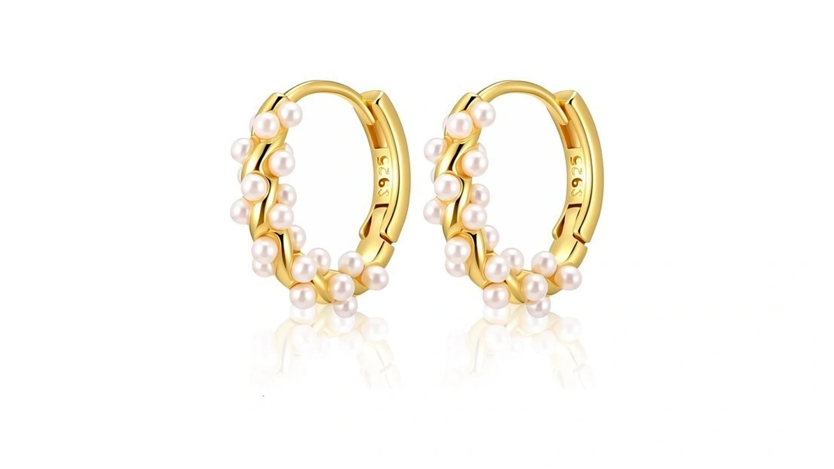 Gold Pearl Hoop Earrings- Twisted Hoop Pearl Earrings