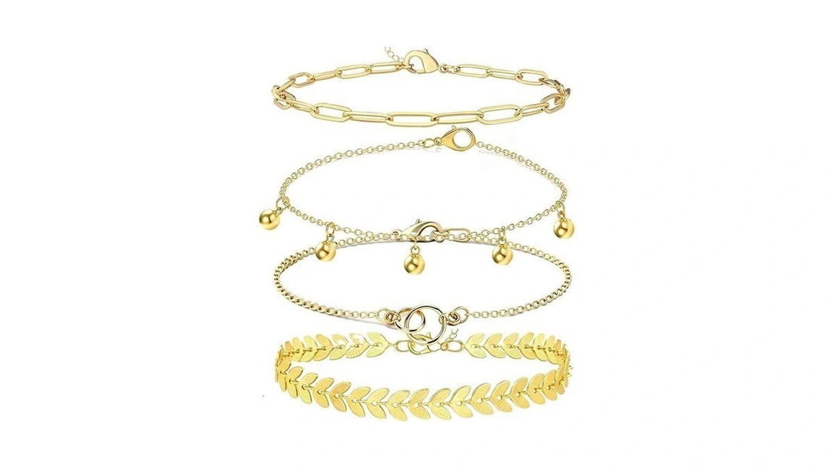 Alegend 14k Gold Plated Stackable Multilayer Bracelets + Titanium Steel(not