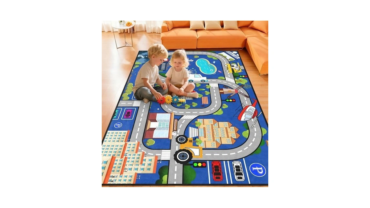 Car Rugs For Kids - Car Track Rug City Life