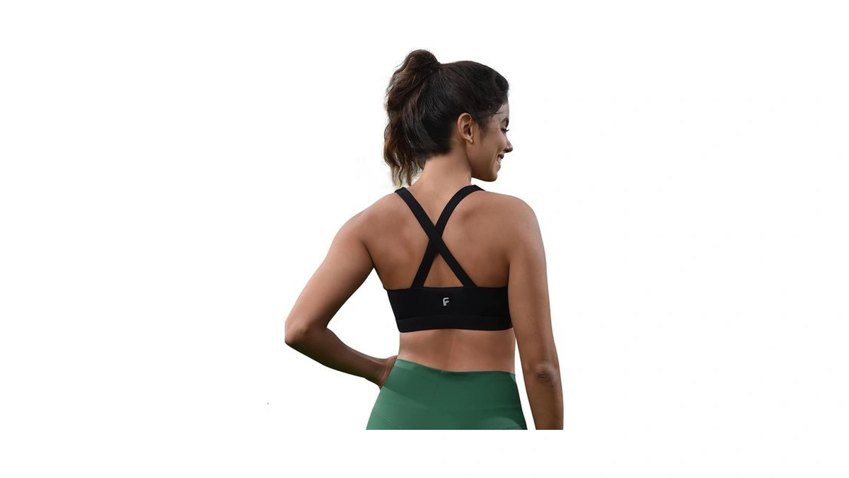 Funmirth High Impact Cross Back Sports Bras, Black L