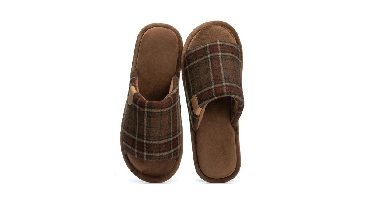 Goewy Mens Slippers Memory Foam Open Toe Non-slip House Shoes