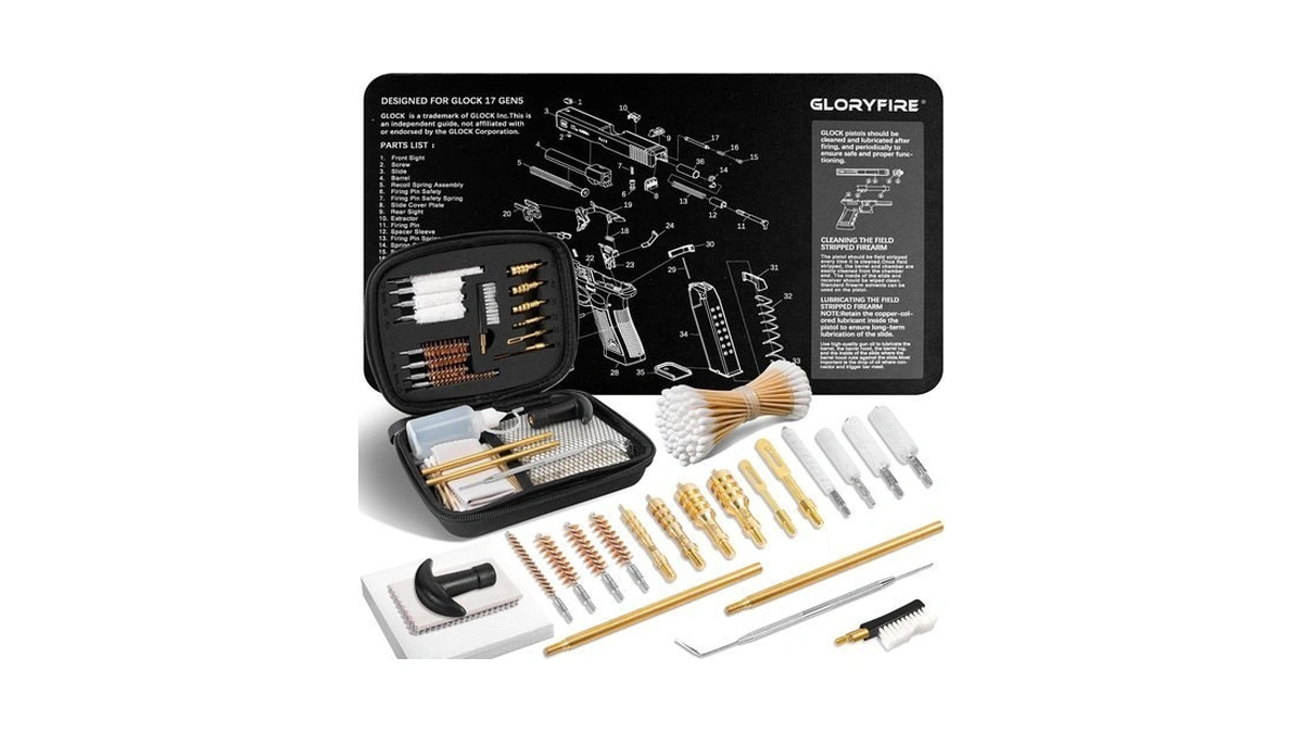 Gun Cleaning Kit For Pistols With Compact Case, Brass Jags