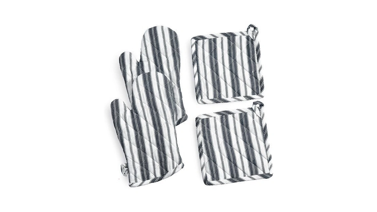 Oven Mitts & Potholder Set - Durable Heat Resistant Gloves