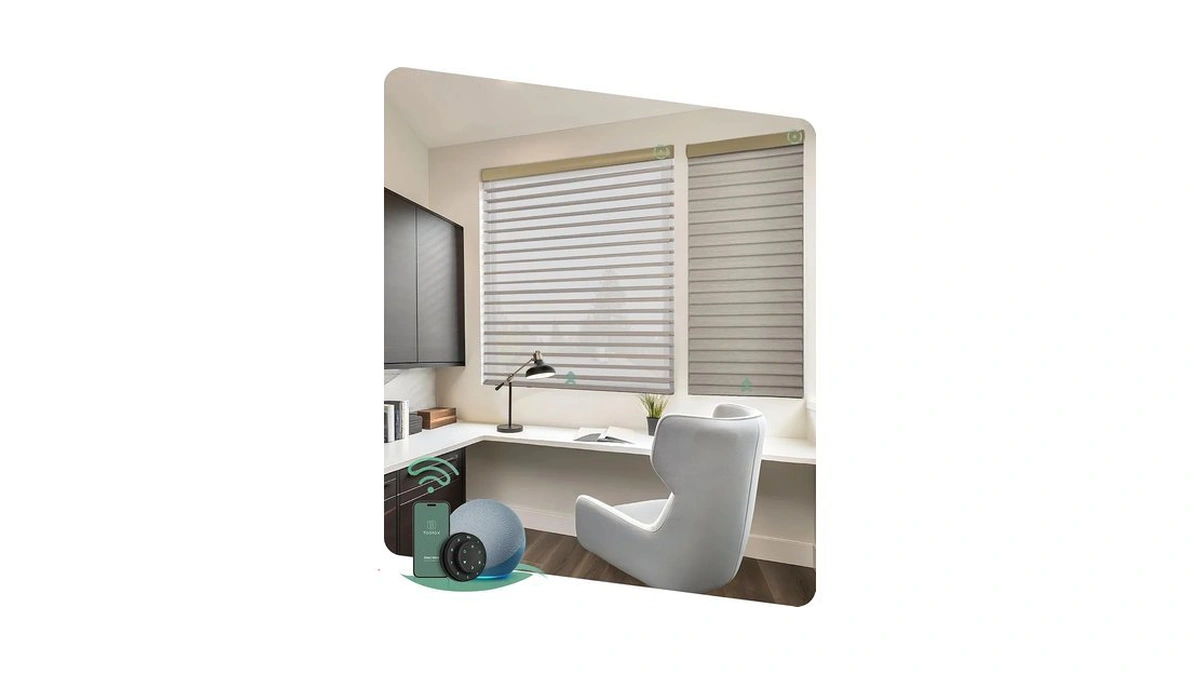 Yoolax Motorized Shangri-la Shades, Room Darkening Smart Blinds Customized