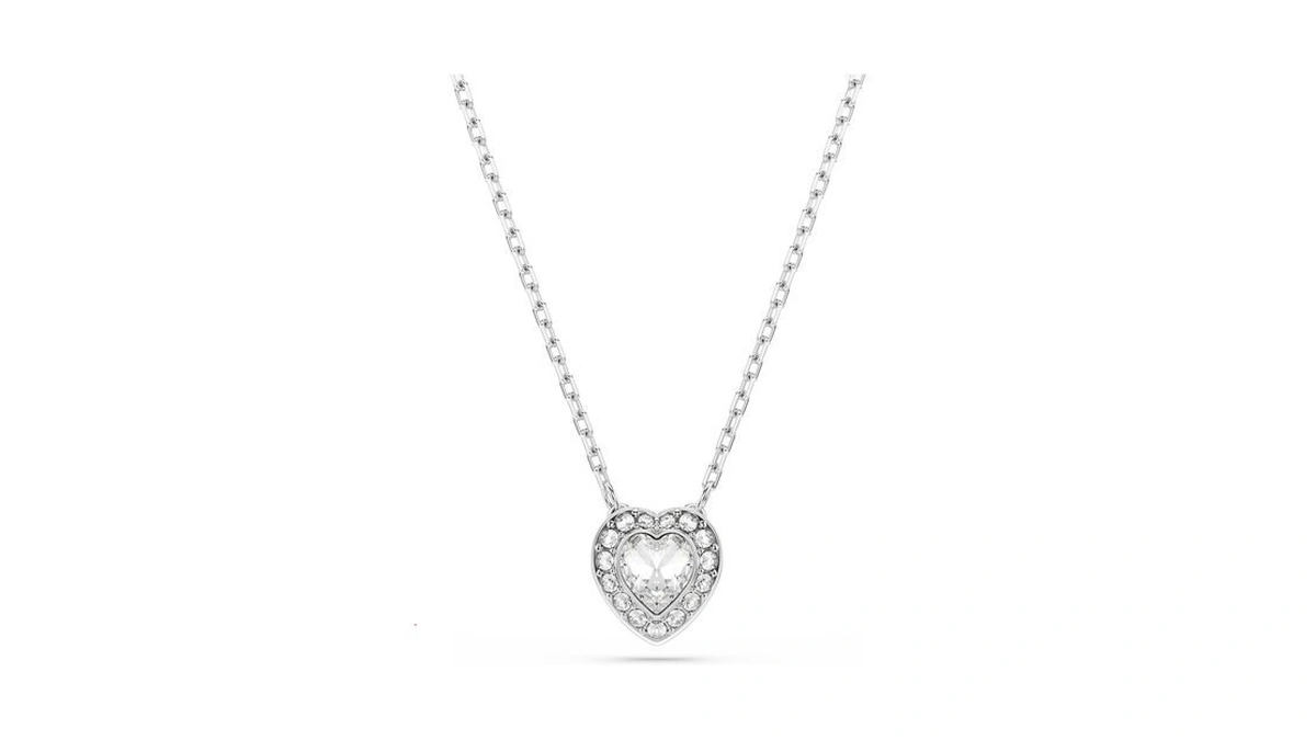 Swarovski Ariana Grande Angelic Crystal Heart Pendant In Rhodium Finish