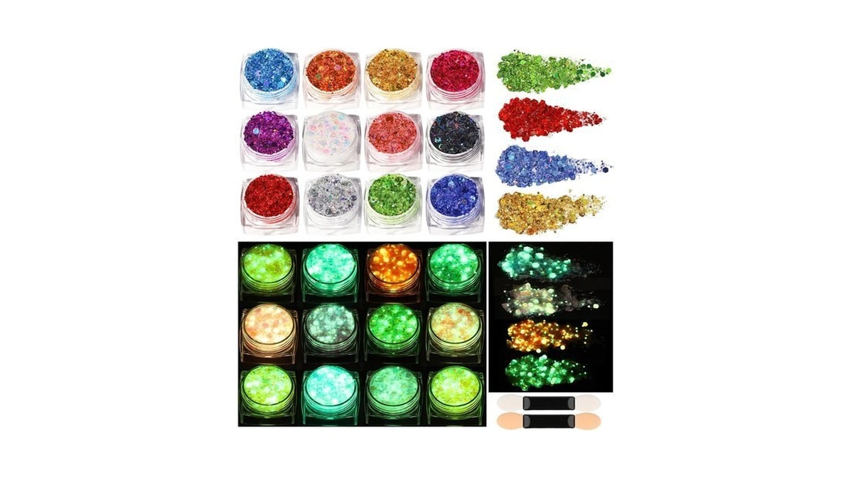 Teenitor 12 Colors Makeup Festival Face Glitter And 12 Colors