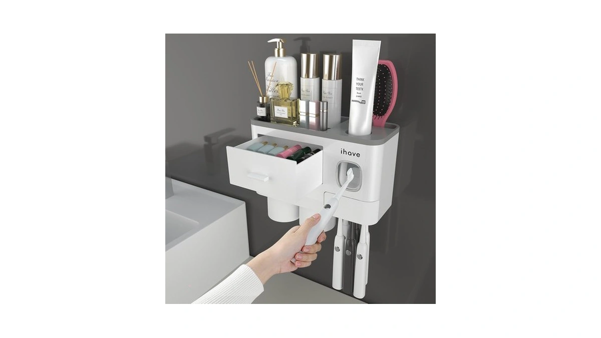 Ihave Toothbrush Holders Wall Mounted With Toothpaste Dispenser & 2