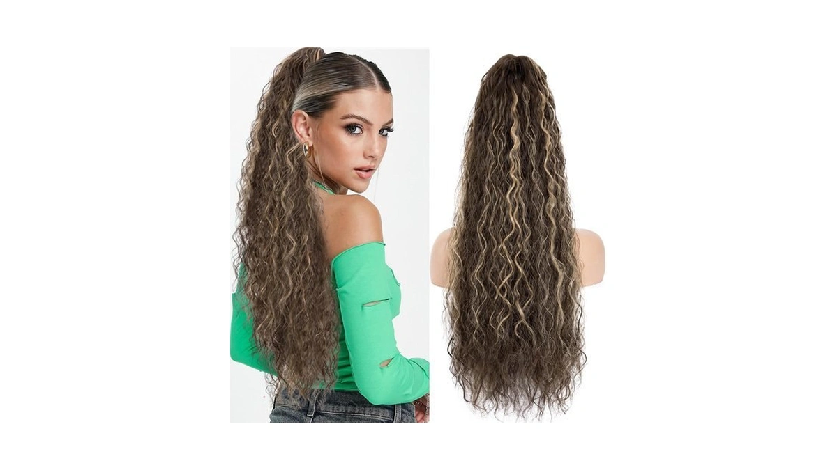 Ponytail Extension Claw Clip 30inch Ombre Brown Mix Blonde