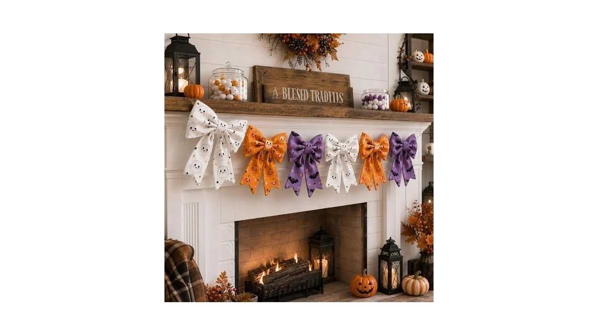 Halloween Decorations - Halloween Garland -6.5 Ft Cotton Bow Garland