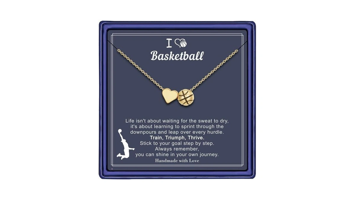 Turandoss 14k Gold Plated Heart Sport Basketball Necklaces For Women