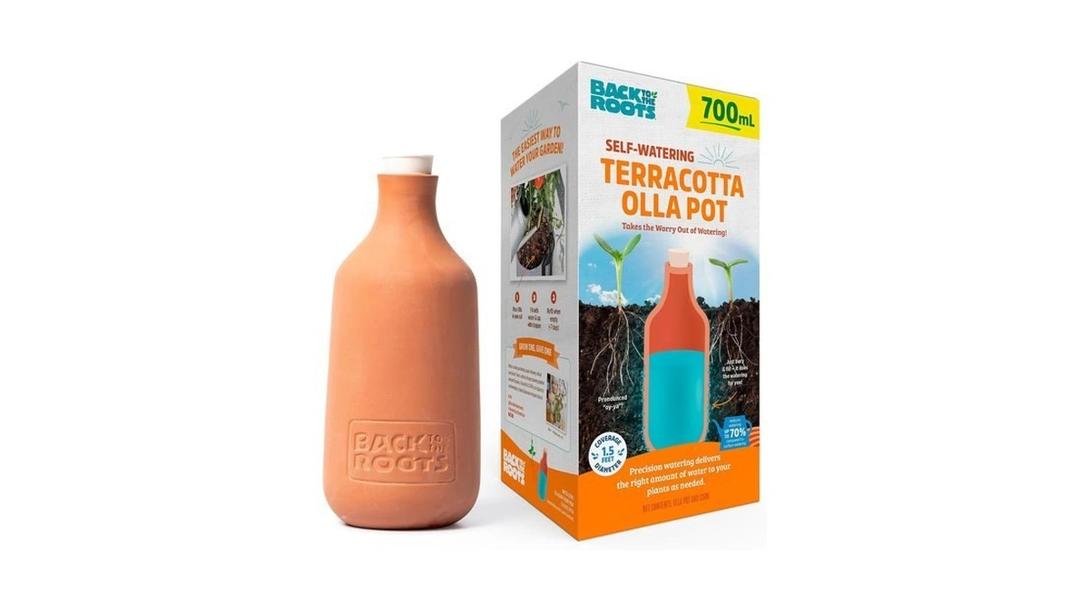 Back To The Roots Self-watering Terracotta Olla Pot, 700ml Provides