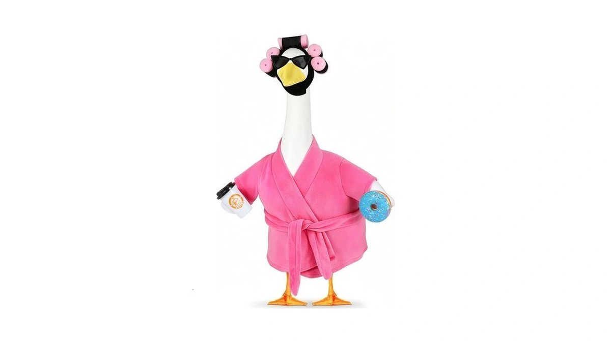 Porch Goose Outfits, Bathrobe Goose Outfit With Curlers Sunglasses Coffee