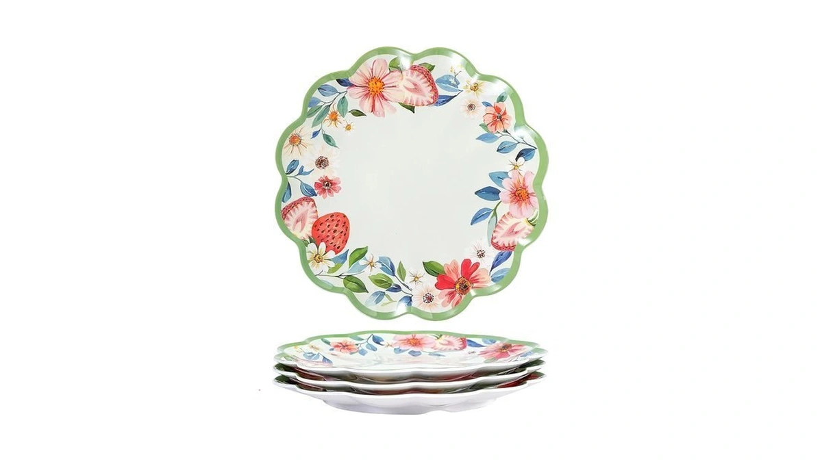 Molidiki Melamine Dinner Plates Set Of 4, 11-inch Strawberry Plates