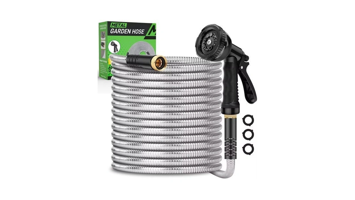 Kebose Garden Hose 50ft, Stainless Steel Hose With 10 Functional