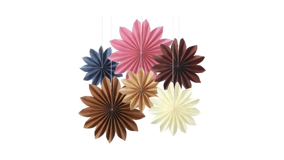 Ireer 6 Pcs Boho Paper Flowers For Bulletin Board Decor