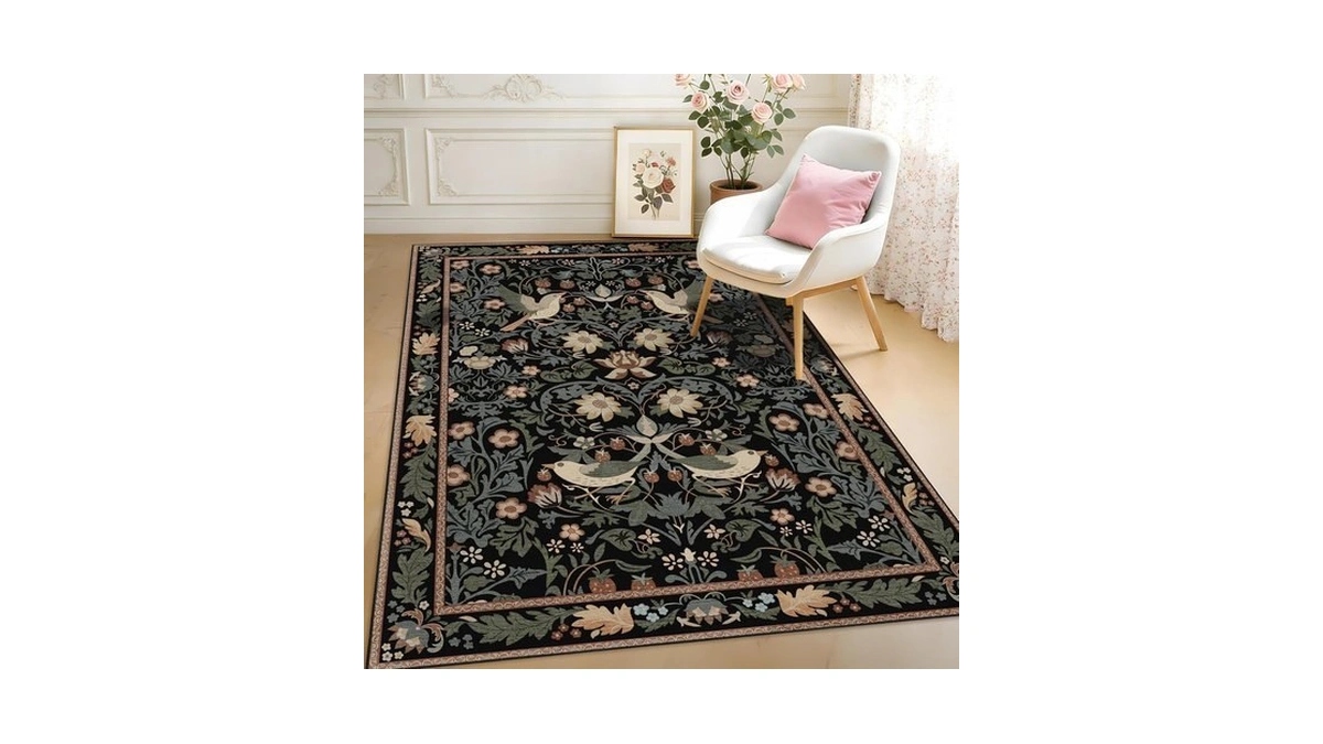Castage 5x7 Area Rugs Black Washable Boho Rug For Living