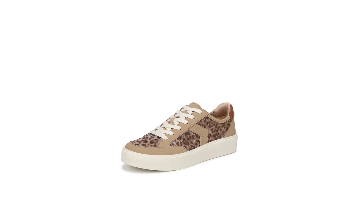 Dr. Scholl's Women's Madison Lace Sneaker Sand Leopard Mesh 9