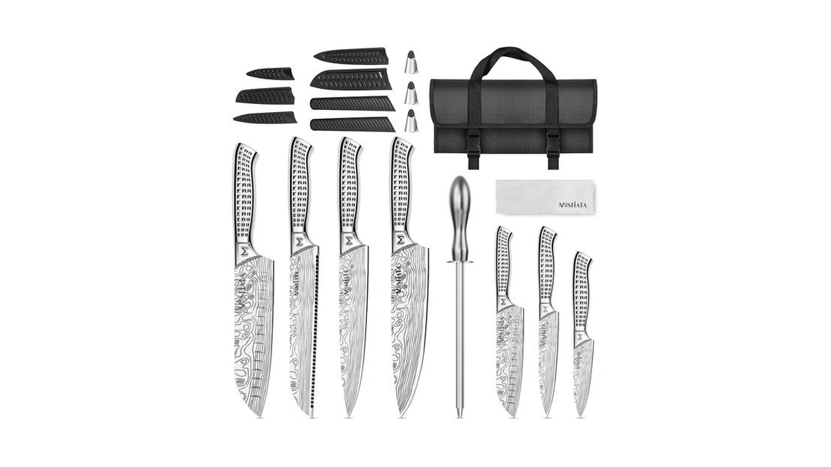Mosfiata Kitchen Knife Set, 12 Pcs Japanese Stainless Steel Knife