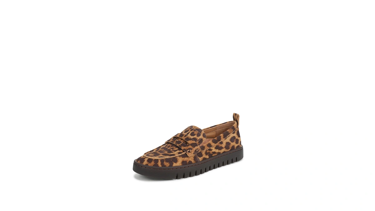 Vionic Womens Uptown Loafer Tan Leopard Suede