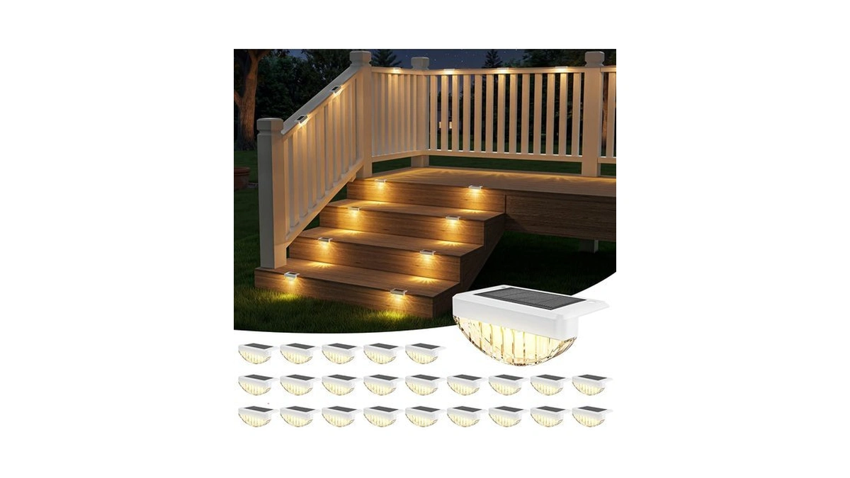 Volisun 24 Pack Solar Deck Lights Outdoor, Warm White Led