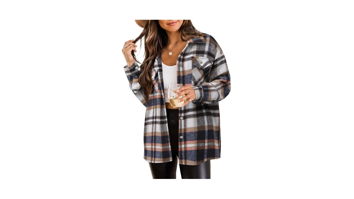 Zolucky Womens Casual Flannel Shirts Button Down Long Sleeve Plaidjackets