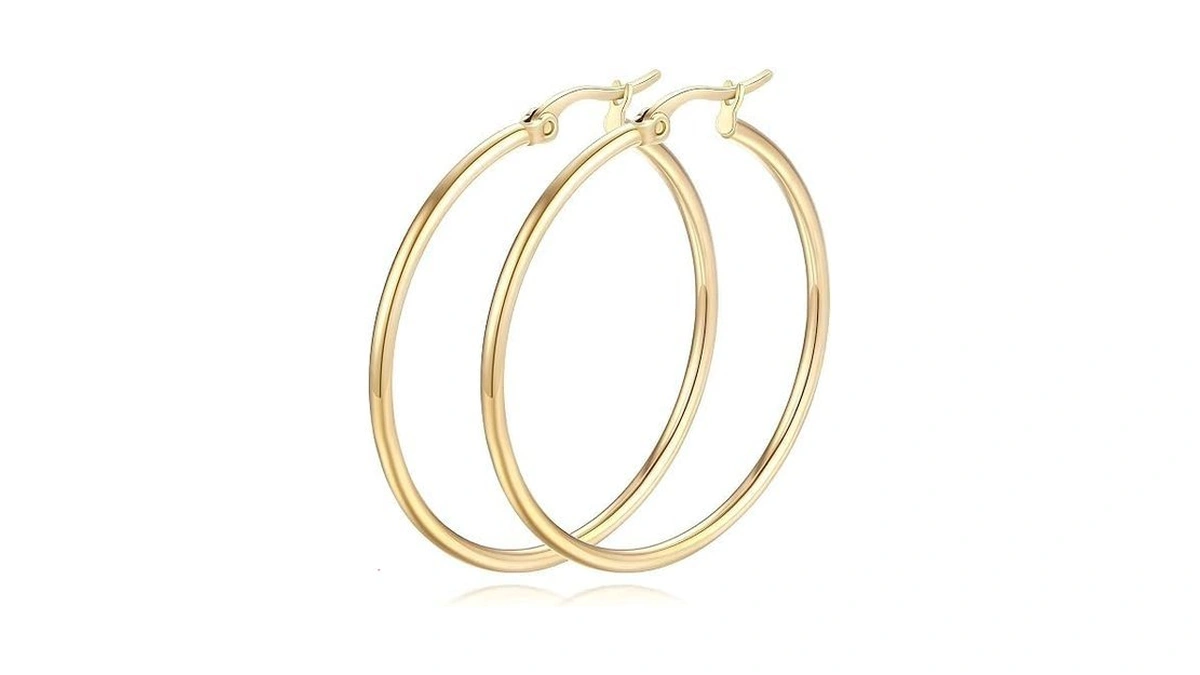 14k Gold Hoop Earrings For Women Gold Earrings Classic Shiny