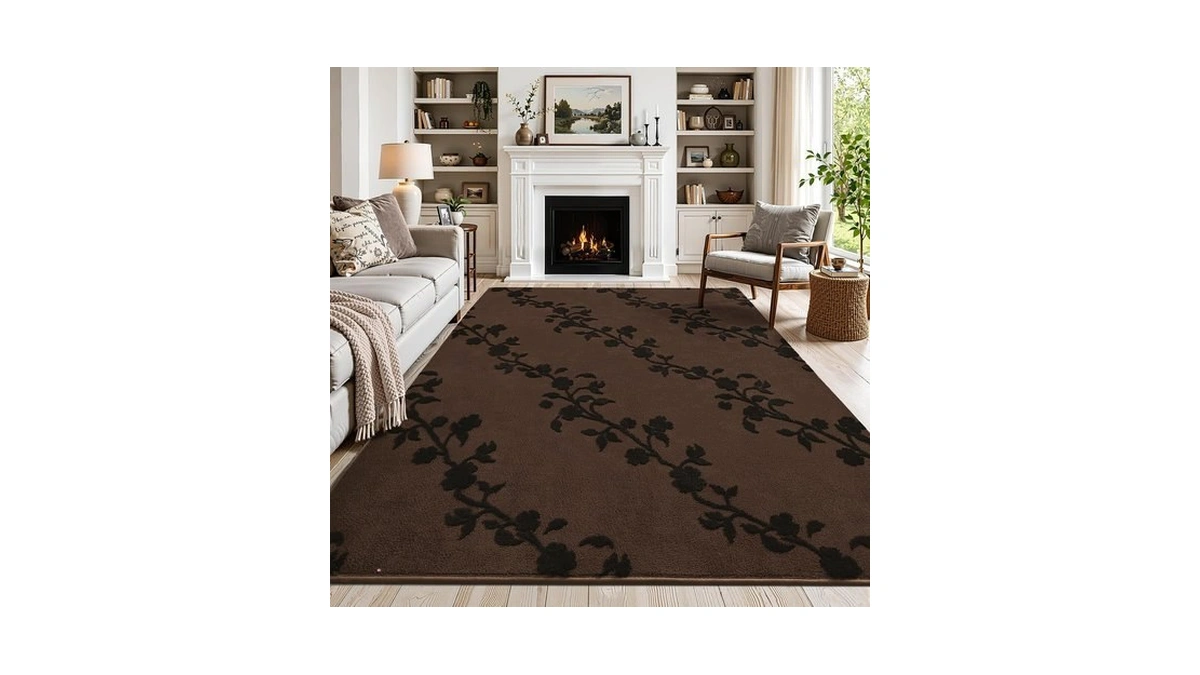 Fosirug 5x7 Brown Modern Minimalist Floral Area Rugs