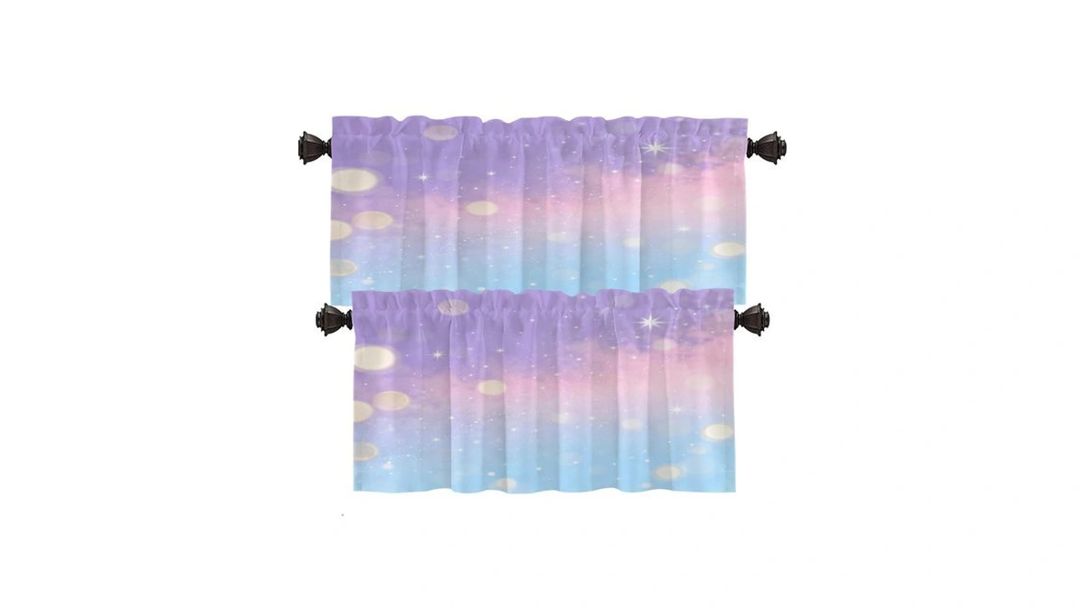 Shrahala Galaxy Fantasy Pastel Kitchen Valances Half Window Curtain, Pastel