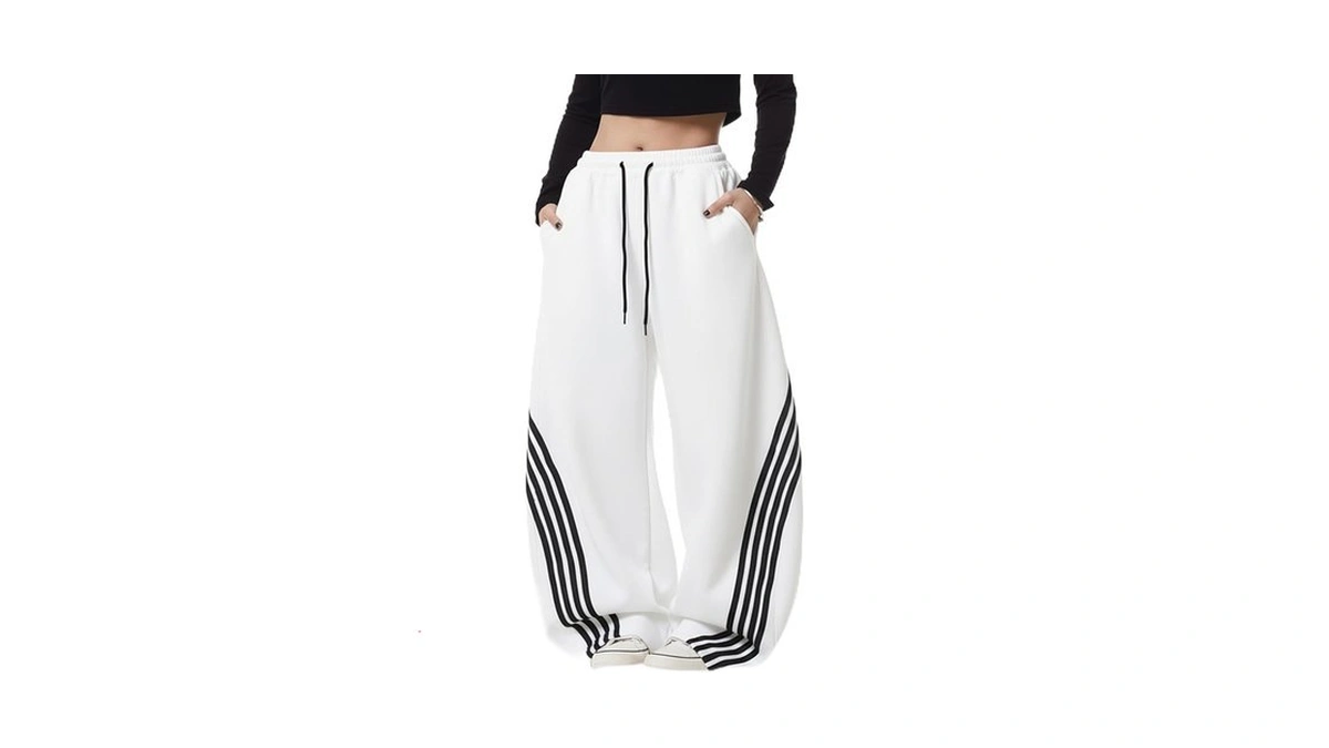 Emmiol Womenβs Y2k Baggy Barrel Striped Sweatpants High Waisted Wide