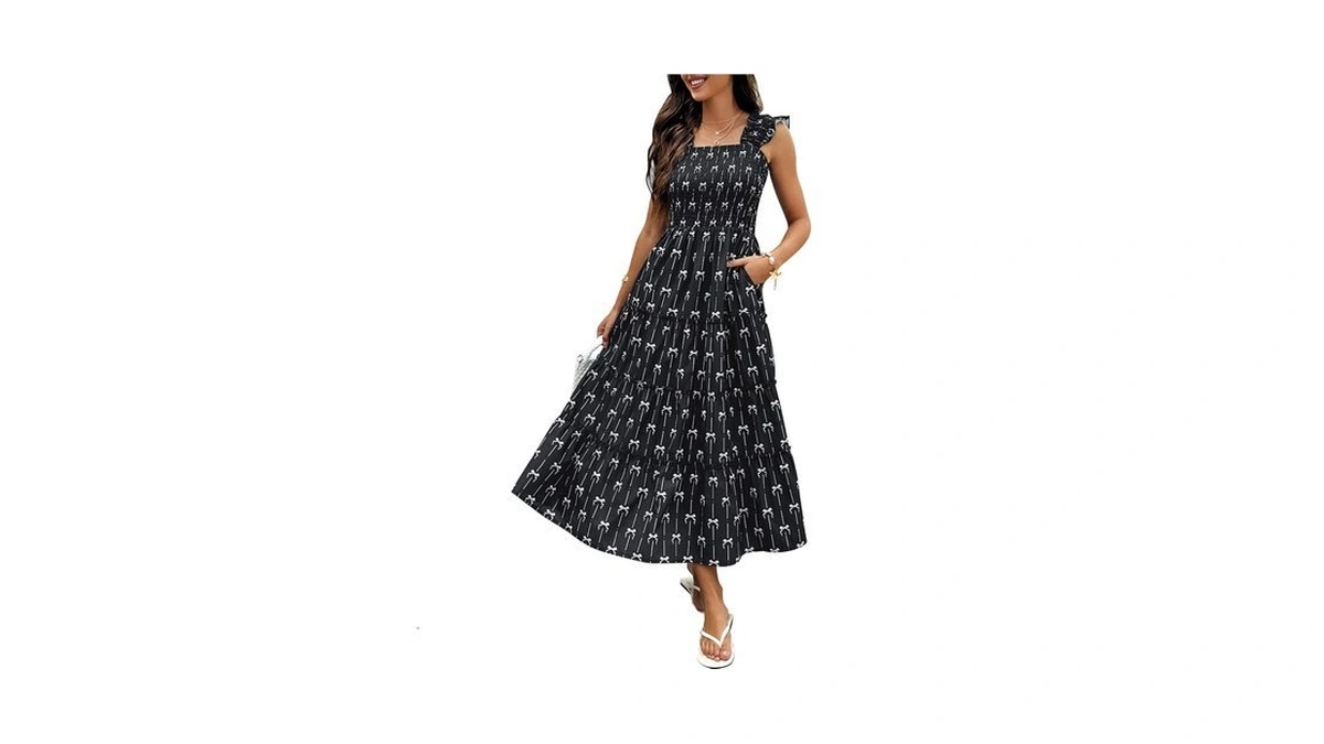 Ecowish Women's Summer Maxi Dress 2026 Casual Sleeveless Square Neck