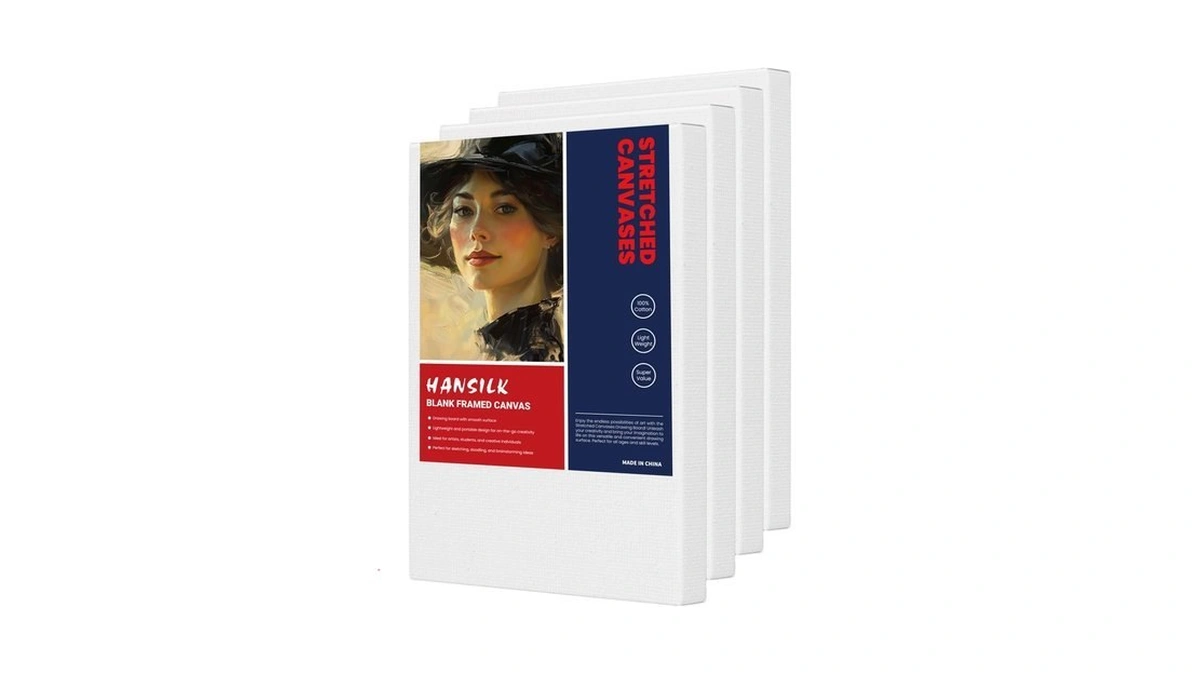 Hansilk 12x16 Canvas 4 Pack, Stretched Canvases For Painting With