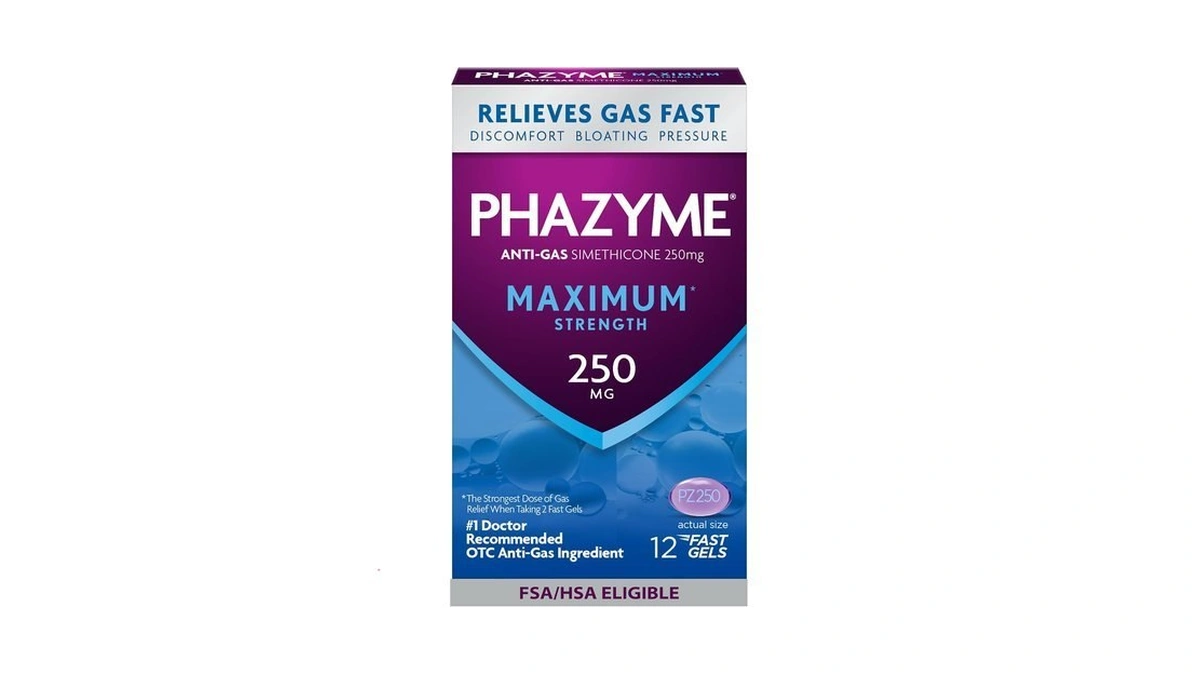 Phazyme Maximum* Strength Anti-gas 250 Mg Simethicone Fast Gels, 12