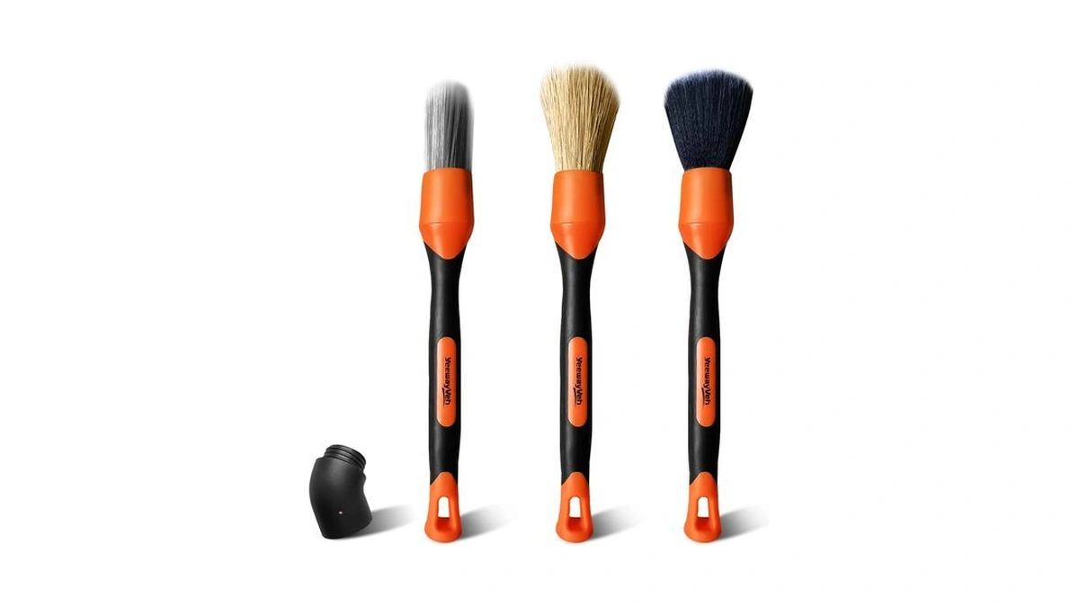 Yeewayveh 3pcs Car Detailing Brush Set, Boars Hair & Soft