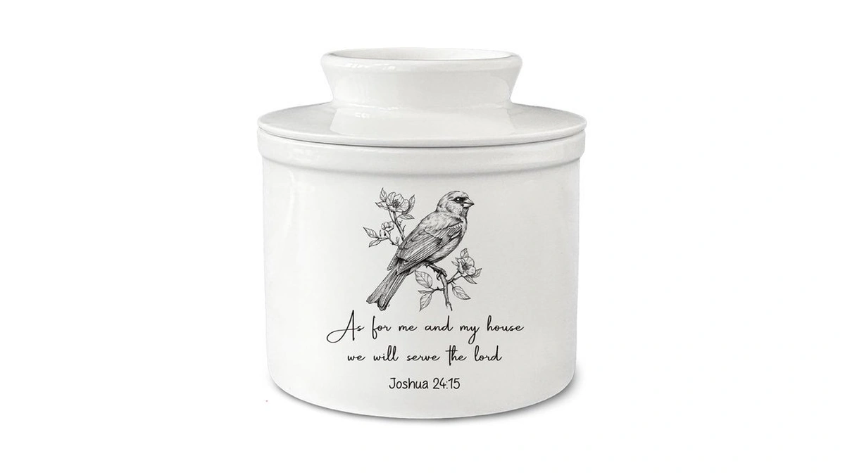 Hiwx Christian Bird Butter Crock With Lid For Countertop, As