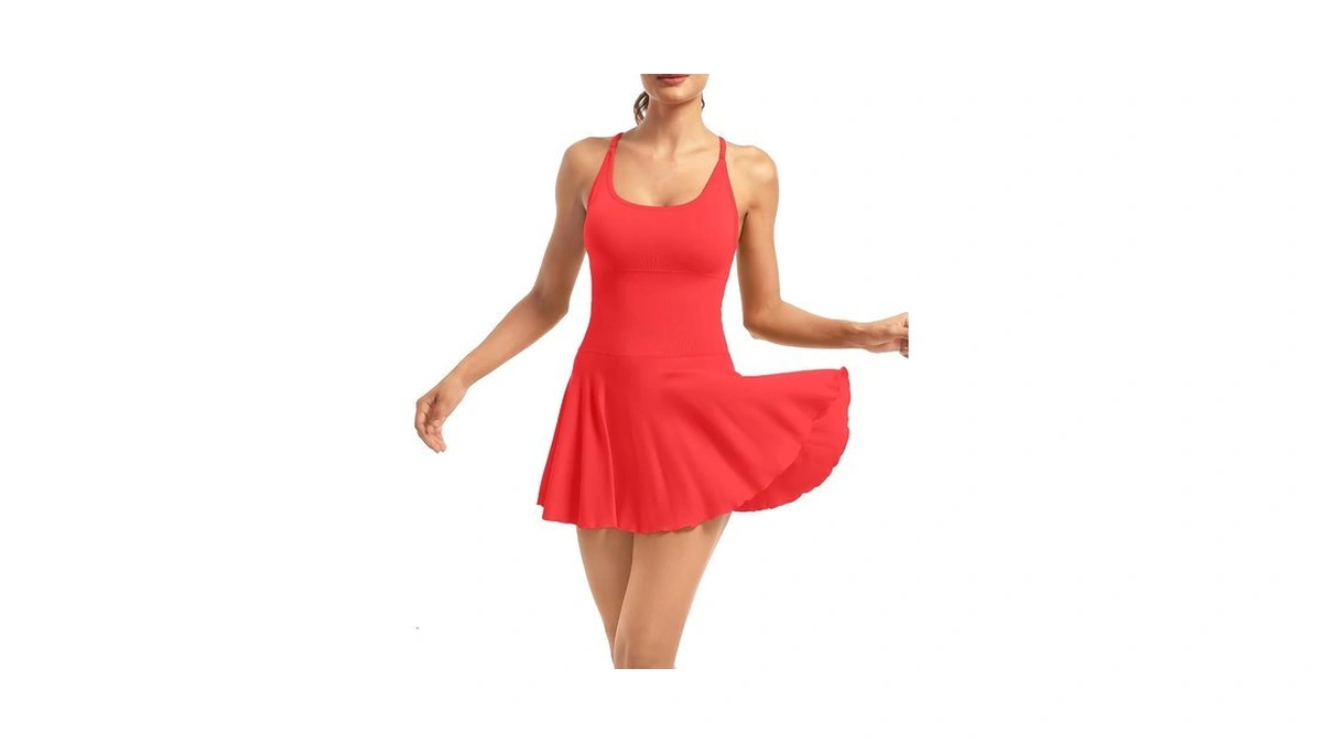 Yoakuka Women's Flowy Tennis Dress With Built In Shorts &