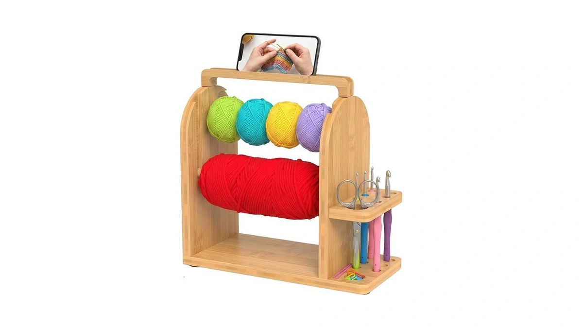Upgraded Yarn Holder For Crocheting With Phone Stand & Tool