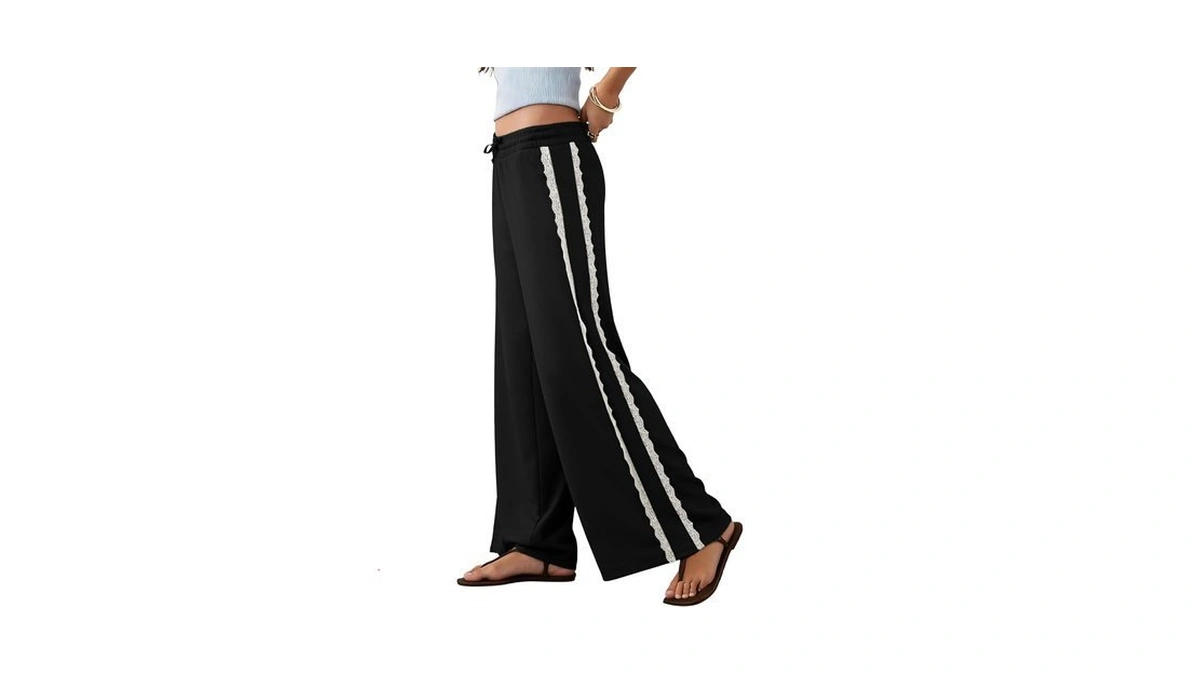 Jianzhixiao Women's Lace Trim Palazzo Pants Wide Leg Daily Summer