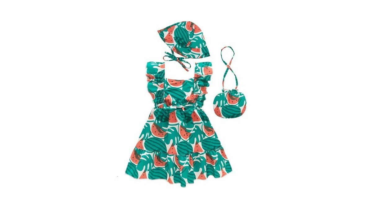 Babygoal Baby Girl 3-piece Watermelon Sundress Outfit With Hat &