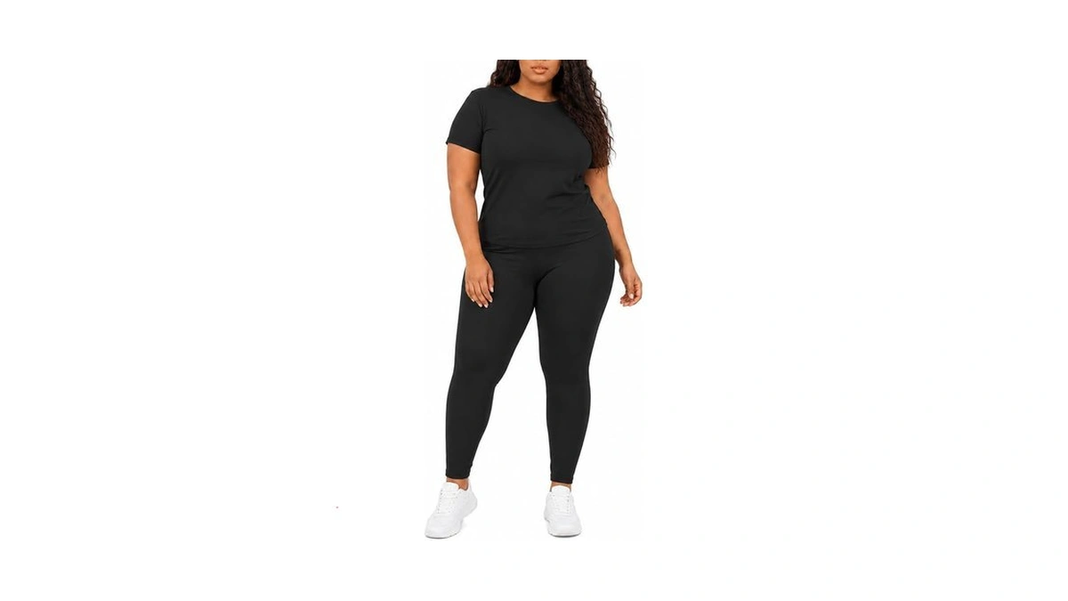 Toponsky Women's Matching Short Sleeve Two Piece Jogger Set, Black,