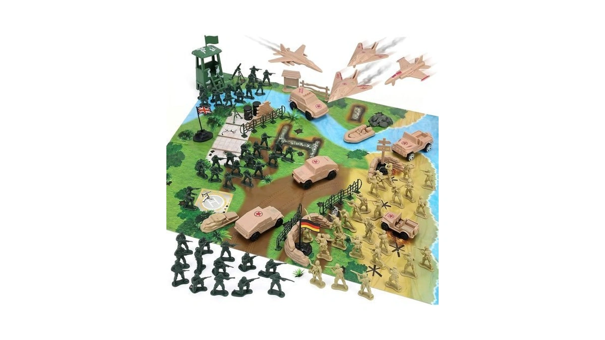 3 Otters 120pcs Army Men Playset With Storage Bag Battle