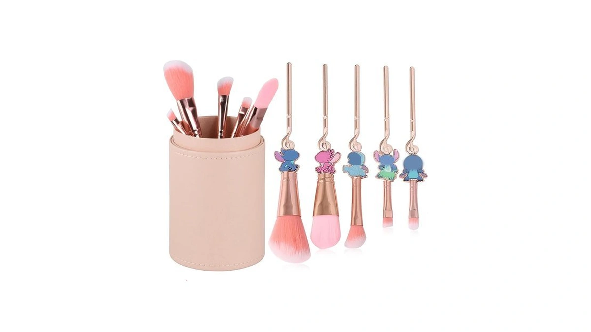 5 Pcs Makeup Brushes Set With Brushes Holder, Blue Big