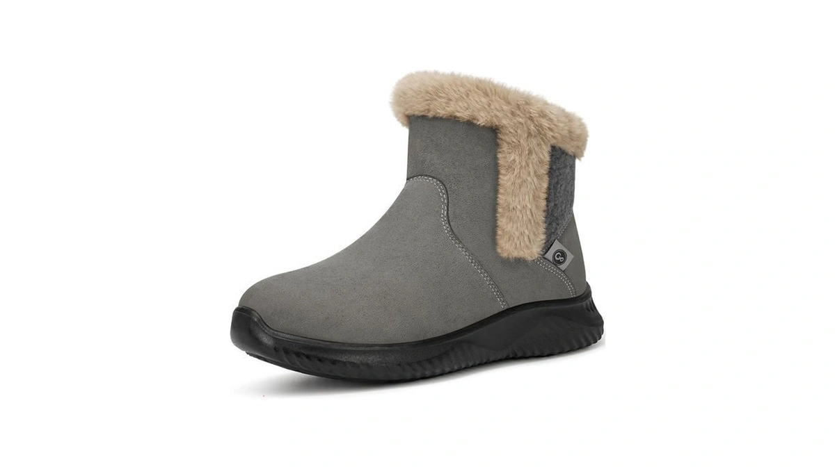 Aomigoct Winter Snow Boots For Women: Gray 8 Warm Fur