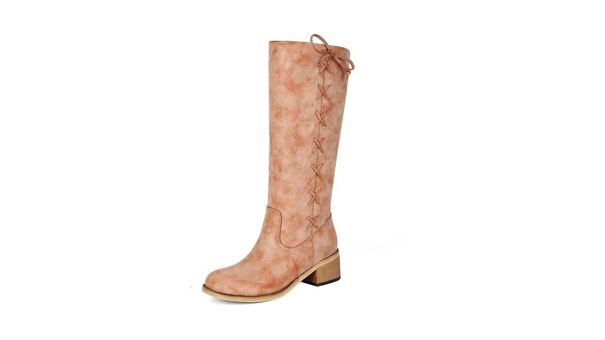 Knee High Boots For Women Side Zip Round Toe Campus