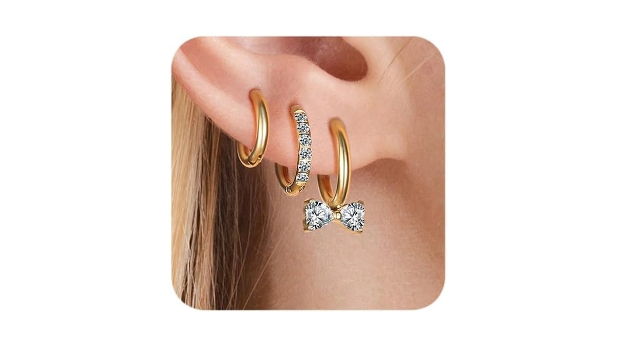 Surgical Steel Small Gold Huggie Hoop Earrings For Women Cz