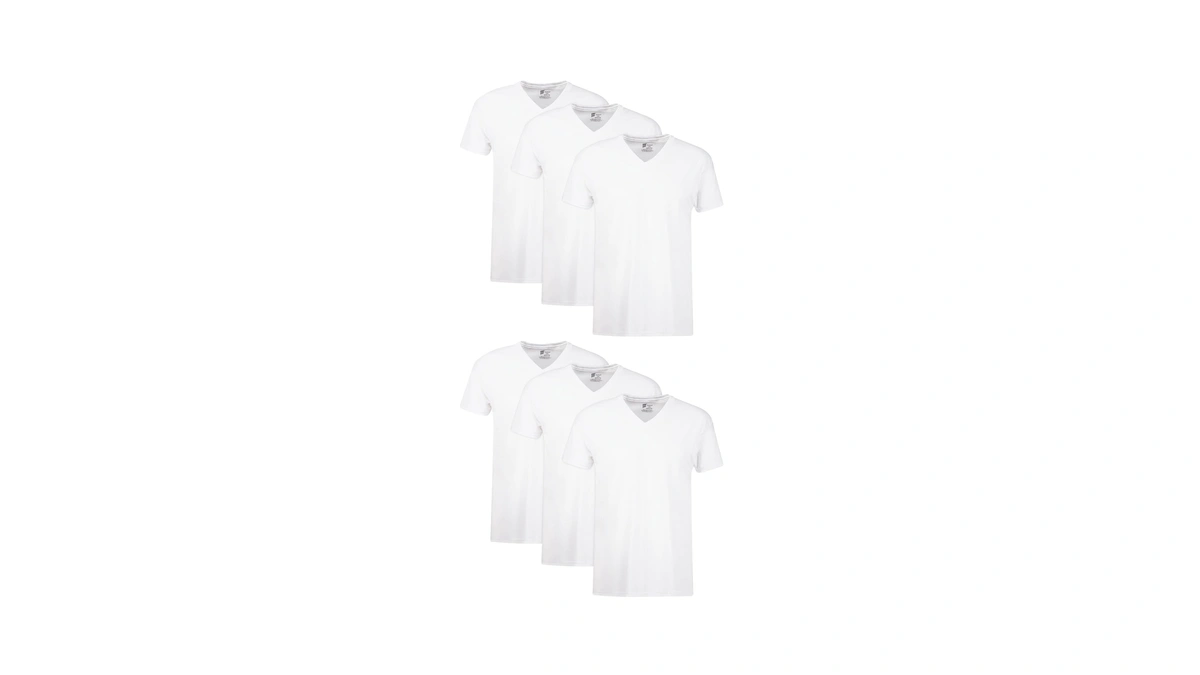 Hanes Mens Cotton, Moisture-wicking V-neck Tee Undershirts, Multiple Packs And