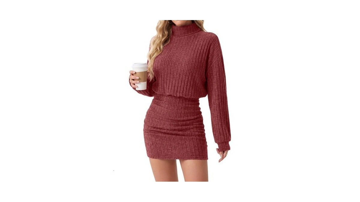 Himone Women's Sweater Dress Long Sleeve Casual Fall Winter Knit