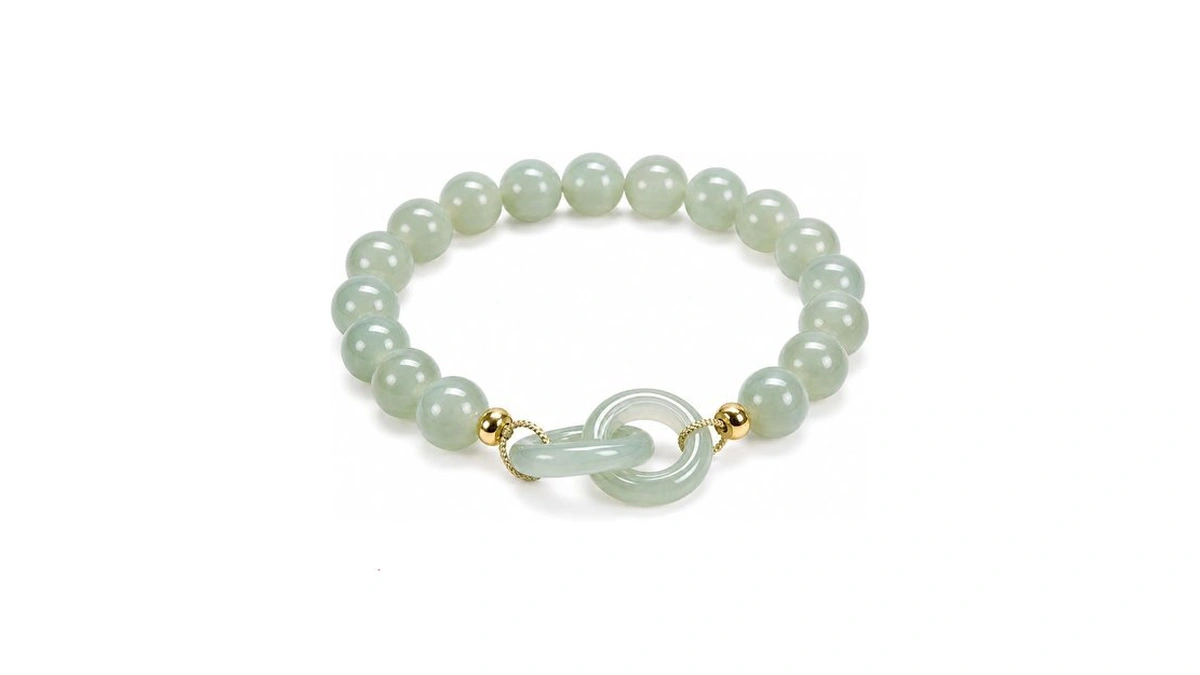 Kummersaprk Green Jade Look Beaded Bracelet For Women 10mm Round